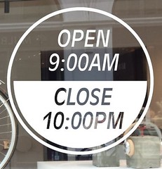 BUSINESS HOUR DECAL OPEN CLOSE HOUR STICKER CIRCLE SYMBOL WINDOW WALL