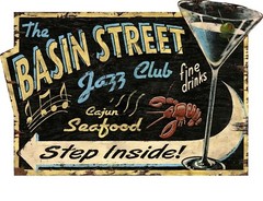 TIN SIGN «Basin St Jazz» Bars New Orleans Mancave Music Bourbon Congo Square