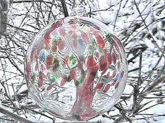 Hanging Glass Ball 6″ Diameter «Holiday Tree» Witch Ball (1) #107
