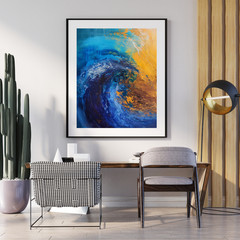 Blue Abstract Wave Wall Art Print | Modern Ocean Canvas & Fine Art