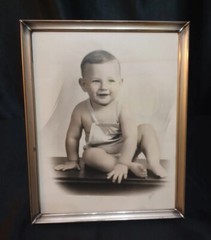 Vintage Photo Frame 8 X 10 Silver Metal Brown Velvet Easel Hanging Mid Century