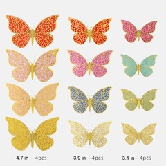 12 Pcs new model 2 layers decorative butterfly for all occasions