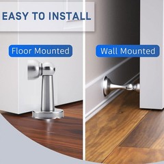 Magnetic Door Stopper Stainless Steel Wall/Floor Mounted Holder for Home Office