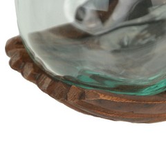 Zeckos Blown Molten Glass and Carved Wood Hands Decorative Bowl