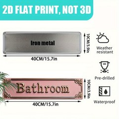 Bathroom Metal Signs Cute Wall Decor for Door Waterproof Home Office Shop 4×16in