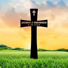 Custom Cross Memorial Metal Stake, Personalized Sympathy Garden Gift
