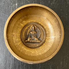 Brass Buddha Singing Bowl with Engraved Sanskrit Mantras 5″x2″ 10oz