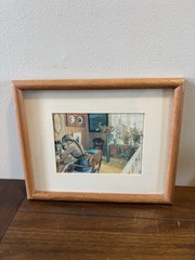 Vintage Framed Wall Art Print of “Letter-Writing» (1912) by Artist Carl Larsson