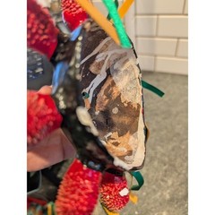 Handmade Mexican Sun Face Mask Folk Art Coconut Ribbon Decoration
