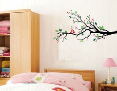 Tree Branches Wall Decal Love Birds Vinyl Sticker Nursery Leaves 56″ W X 28″ H