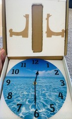 9.8” Sea Beach Wall Clock, Silent Non Ticking Summer Ocean Theme-Round w/Stand