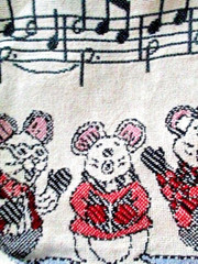 NEW 46″ x 60″ Easy Care «CHRISTMAS MICE» Sears Natural Cotton AFGHAN COLLECTION