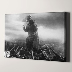Godzilla 1954 1950s Movies Black and White Canvas Wall Art Print