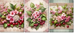 Canvas Wall Art 3 Piece 12″ x 16″ Botanical Design, Wood Frame Built-in Hook