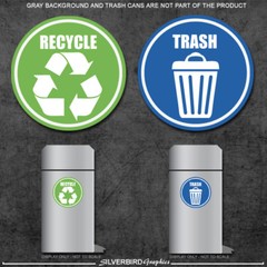 Trash and Recycle – sticker decals / home and office container / various sizes!