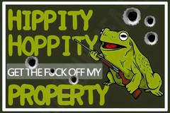 Aluminum Metal Sign Hippity Hoppity Get Off My Property 8×12 Outdoor
