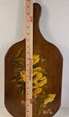 VTG 1981 Hand Painted Wooden Cutting Board Wall Decor Flower Design – Signed