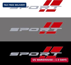 for 2 Pcs 16 Inch Matte Siver Red Sport Letter Logo Decal Sticker Fit for Most C