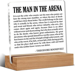 Motivational Desk Decor Inspirational the Man in the Arena Acrylic Plaque Sign W