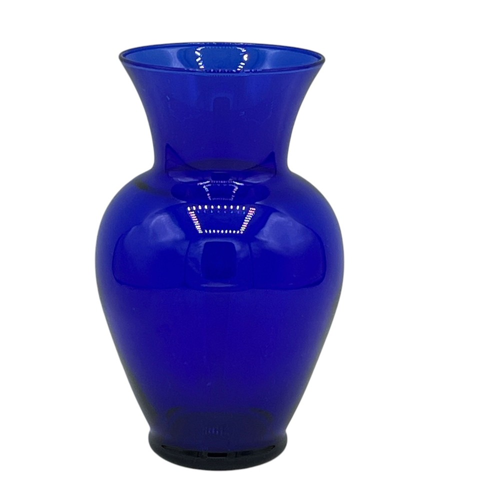 Dark Cobalt Indiana Glass Bud Vase Flared Bulbous Small 4 3/4″ Tall x 3″ Wide