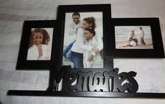 Memories 3 Opening Black Wooden Photo Picture Frame one 4 X 6 & two 3.5 X 2.5 In
