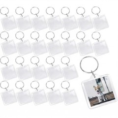 Happyupcity 25Pcs 1.3×1.3 Inch Clear Acrylic Photo Frame Keychains – Blank Inser
