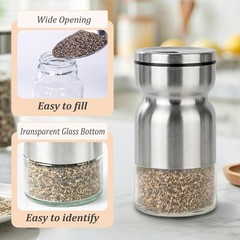 Salt and Pepper Shakers Set Glass, 4 oz Salt Pepper Containers with Adjustabl…