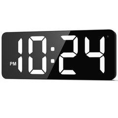 LED Digital Wall Clock with Large Display, Big Digits, Auto-Dimming, 12/24Hr …