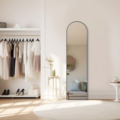 Full Length Floor Mount Mirror. Aluminum Alloy Frame Arch HD For Bedroom