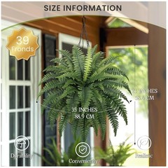 Realistic 35″ Silk Boston Ferns – 2 Pack for Indoor Outdoor