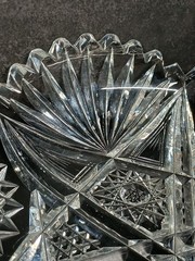 Antique American Brilliant Period Crystal Cut Sunburst Glass Bowl