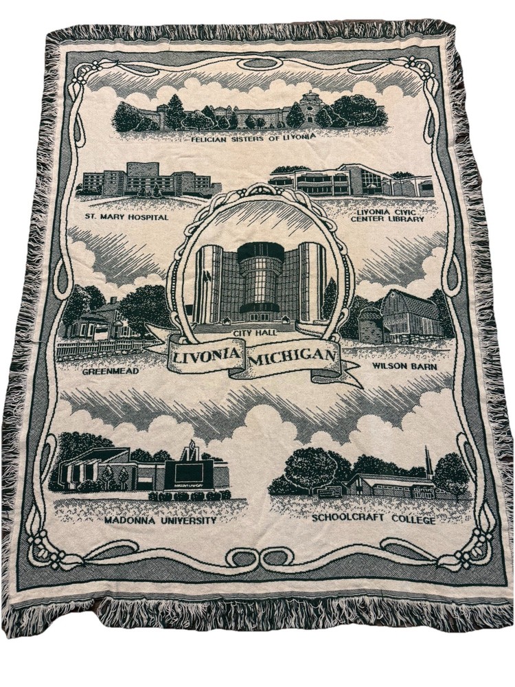 VTG Woven Tapestry Throw blanket Livonia Michigan