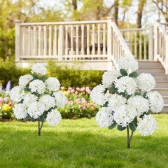 2 Pack 3.5FT Artificial Hydrangea Tree Outdoor Fake Tree with Spikes Faux