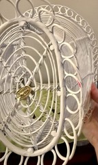 Shabby Chic White Wire/Metal Basket With Handle Porch/flowers/garden