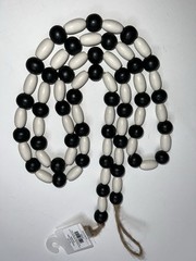 Hanging Beaded Wood Garland Fall Decor Thanksgiving Rounded Black White NWT NEW