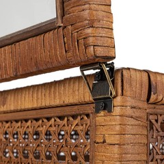 NEW -Modern Decorative Square Woven Rattan and Wood Display Boxes with Glass Top