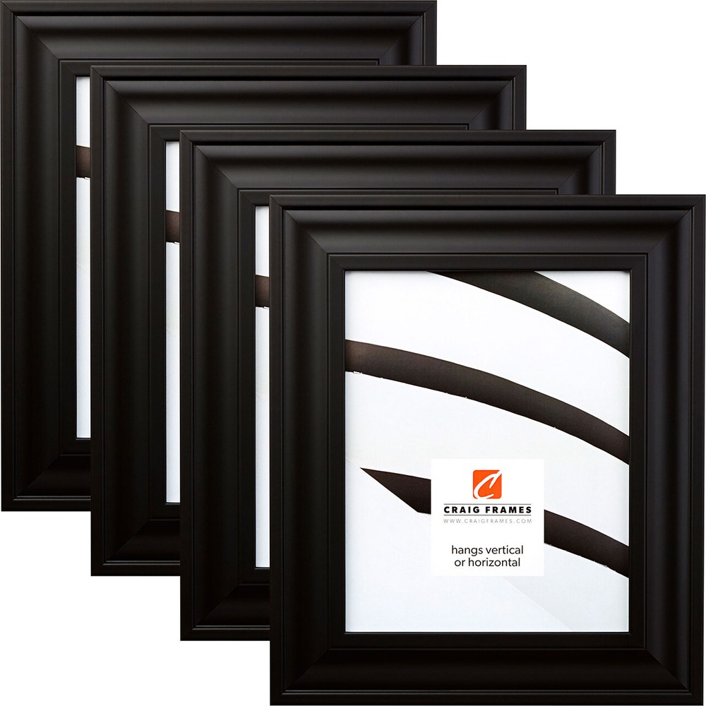 Craig Frames Contemporary Upscale, 2 Inch Satin Mica Black Picture Frame 4-Pack