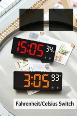 LED Voice‑control Digital Alarm Clock with Dual Alarms, Snooze and 12/24h Displa