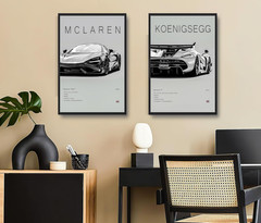 9Pcs Super Car Posters for Boys Room, Racing Car Wall Art for Me…
