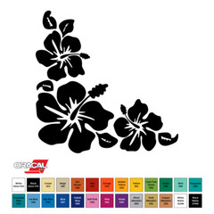 Hibiscus Flower Corner Die Cut Permanent Sticker Vinyl Decal 4″ CHOOSE COLOR