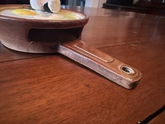 Vintage Decorative Frying Pan, Fried Egg With Chef Sitting On Edge Wall Pocket