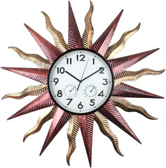 Large Outdoor Clock with Thermometer & Humidity – Silent Non-Ticking, Sun Outdoo