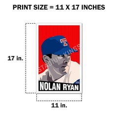 Nolan Ryan Baseball Card Checklist Poster Art Print- 11×17 in.