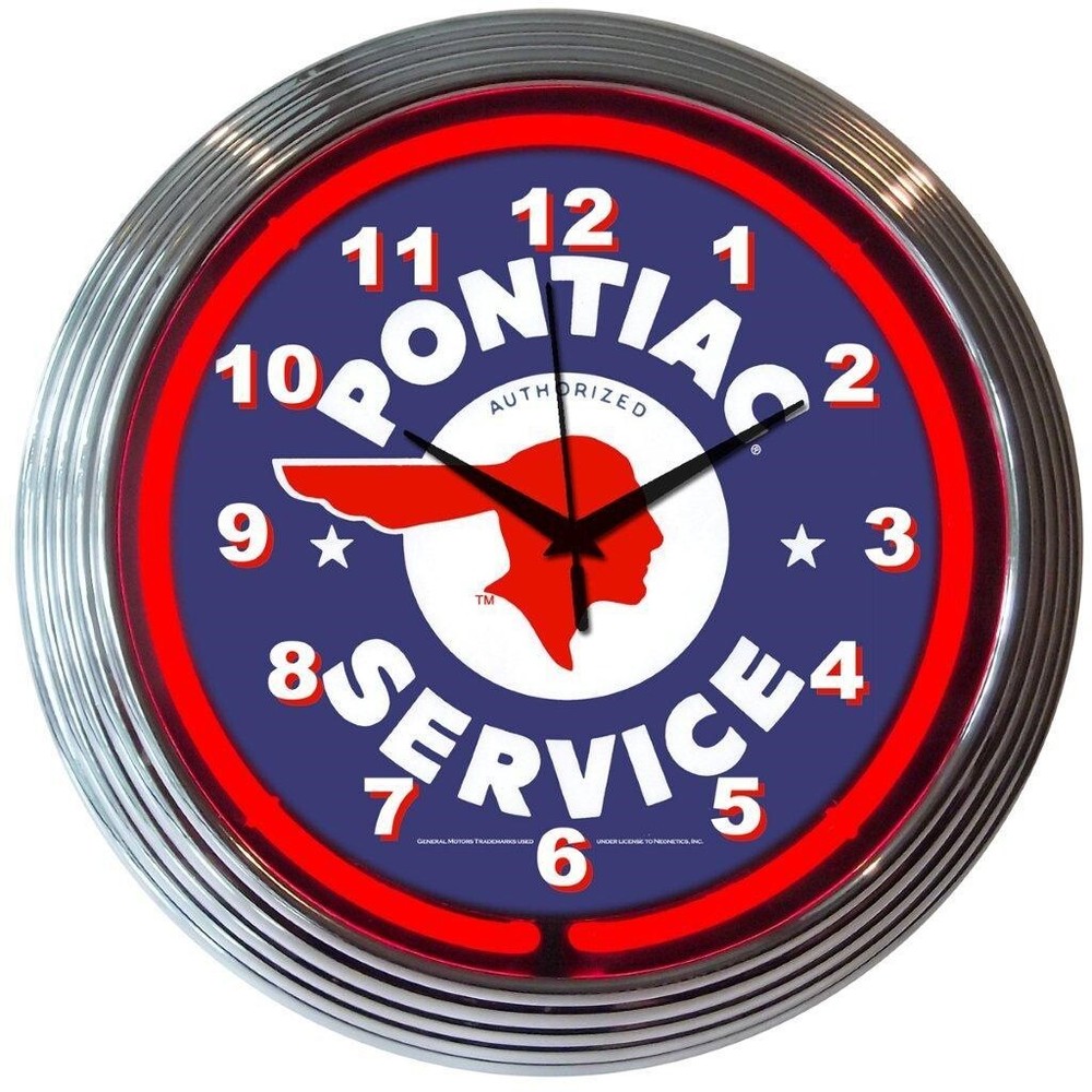 Gm Pontiac Authorized Service Neon Clock 15″x15″ 8PONTI