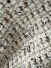 Handmade Crochet Blanket Afghan Heavy Weight Bulky Acrylic Cream Tweed 52″ x 44″