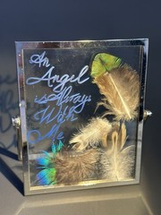 FloutGlass Frames 5×4 Inch, Hanging Double Glass Picture feathers and phrase