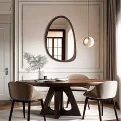 Asymmetrical Mirror Irregular Mirror Wall Mirrors Wood Frame for Home Decorative