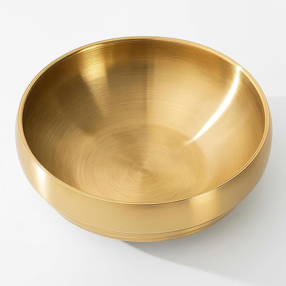 7.4 inch Gold Decorative Bowl for Home Decor – Modern Fruit Bowl for Kitchen