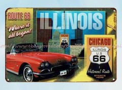 Route 66 Where it all began Illinois Chicago metal tin sign wall decor