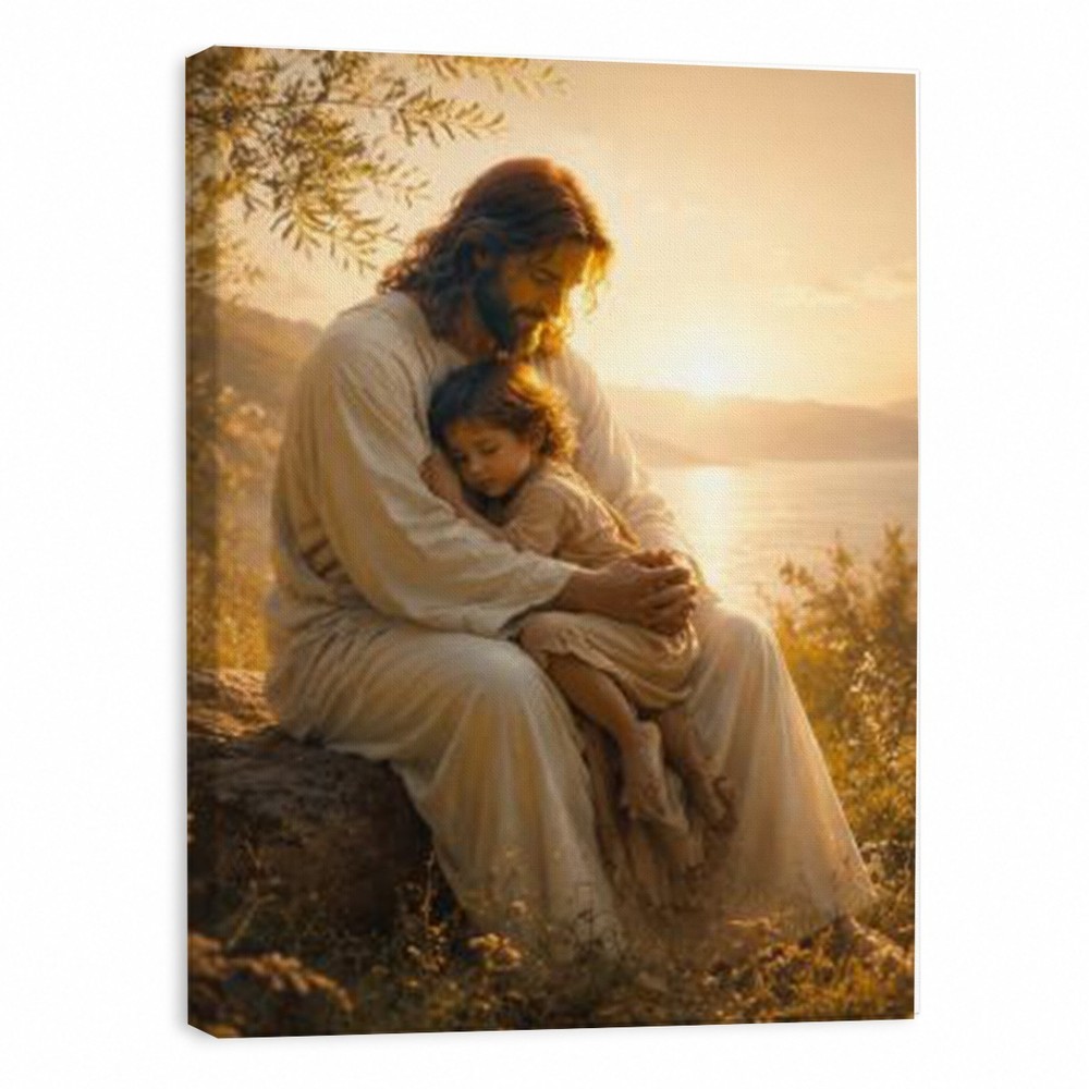 Jesus Holding Child Canvas Wall Art Christian Religious Print Jesus With Kids